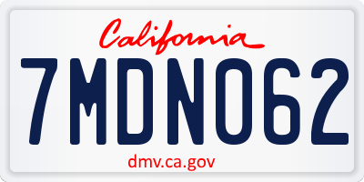 CA license plate 7MDN062