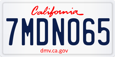 CA license plate 7MDN065