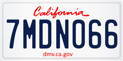 CA license plate 7MDN066
