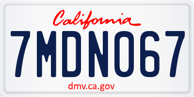 CA license plate 7MDN067