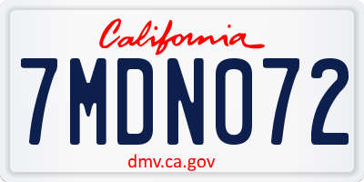 CA license plate 7MDN072