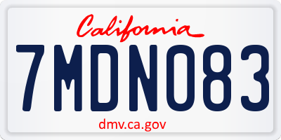 CA license plate 7MDN083