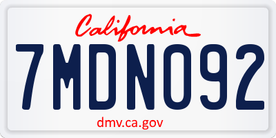 CA license plate 7MDN092