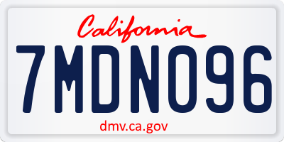 CA license plate 7MDN096