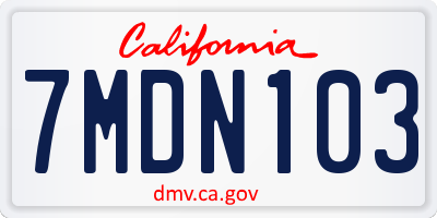 CA license plate 7MDN103