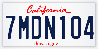 CA license plate 7MDN104