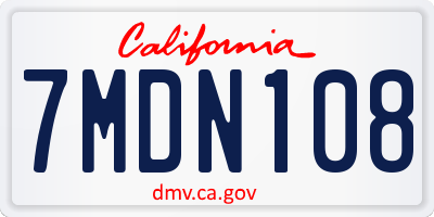 CA license plate 7MDN108