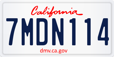 CA license plate 7MDN114
