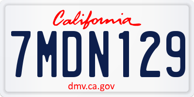 CA license plate 7MDN129
