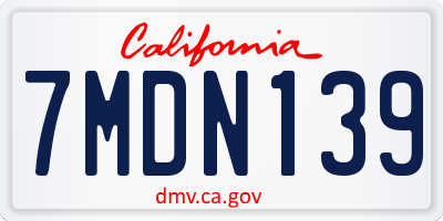 CA license plate 7MDN139