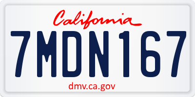 CA license plate 7MDN167
