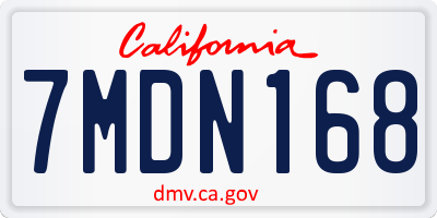 CA license plate 7MDN168