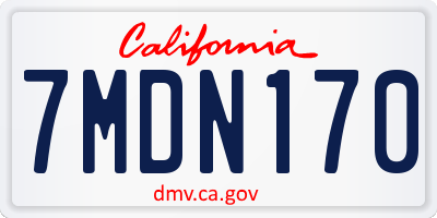 CA license plate 7MDN170