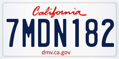 CA license plate 7MDN182