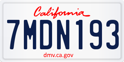 CA license plate 7MDN193