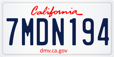 CA license plate 7MDN194