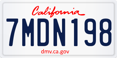 CA license plate 7MDN198