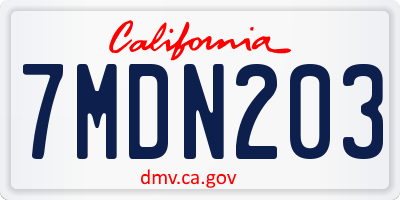 CA license plate 7MDN203
