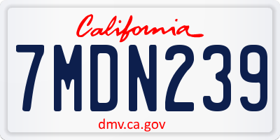 CA license plate 7MDN239