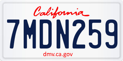 CA license plate 7MDN259