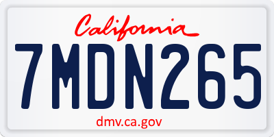 CA license plate 7MDN265