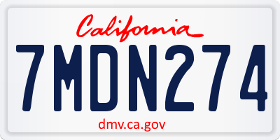 CA license plate 7MDN274