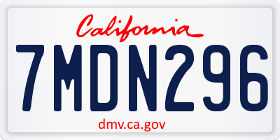 CA license plate 7MDN296