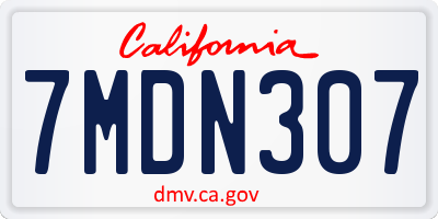 CA license plate 7MDN307