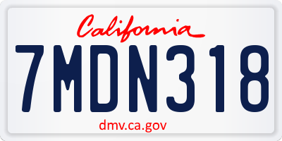 CA license plate 7MDN318