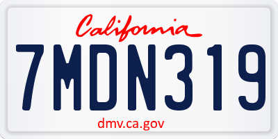CA license plate 7MDN319