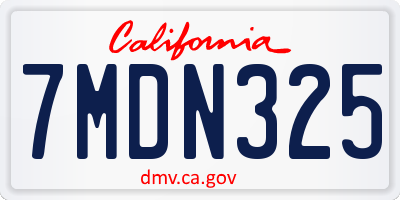 CA license plate 7MDN325