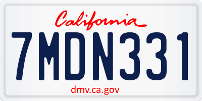 CA license plate 7MDN331