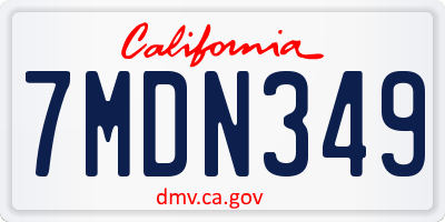CA license plate 7MDN349