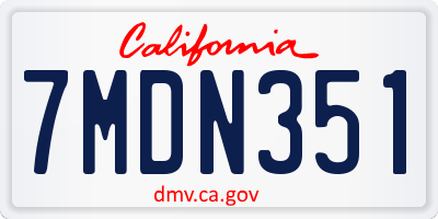 CA license plate 7MDN351