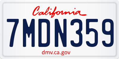 CA license plate 7MDN359