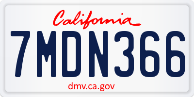 CA license plate 7MDN366