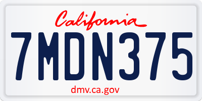 CA license plate 7MDN375