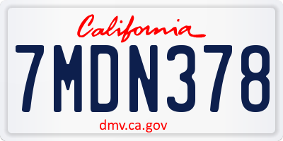 CA license plate 7MDN378