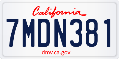 CA license plate 7MDN381