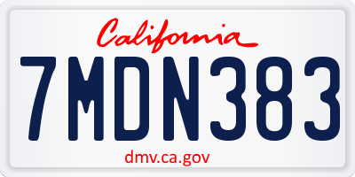 CA license plate 7MDN383