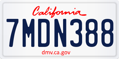 CA license plate 7MDN388
