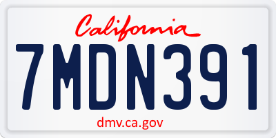 CA license plate 7MDN391