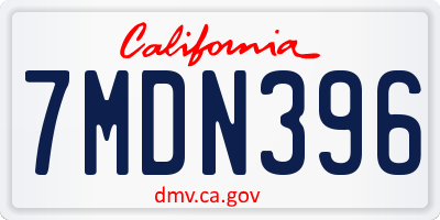 CA license plate 7MDN396