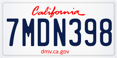 CA license plate 7MDN398