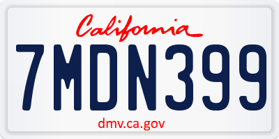 CA license plate 7MDN399