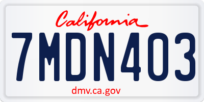 CA license plate 7MDN403