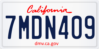 CA license plate 7MDN409