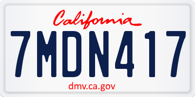 CA license plate 7MDN417