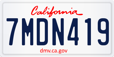 CA license plate 7MDN419
