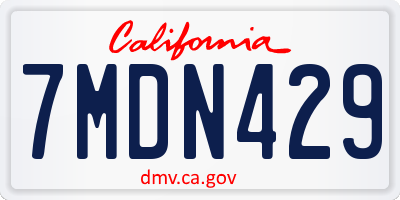 CA license plate 7MDN429